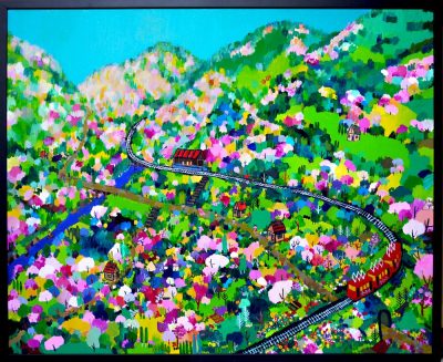 SOLD!!  はるの散歩道／油彩 xキャンバス　82x100cm  2015  GALLERY TAGBOAT