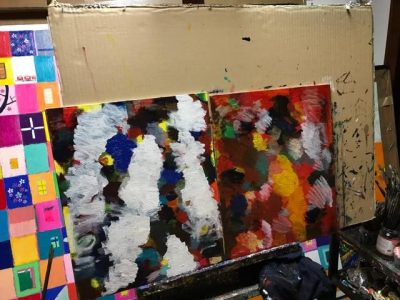 描きかけの絵/38x45cm  油彩xキャンバスボード　2017