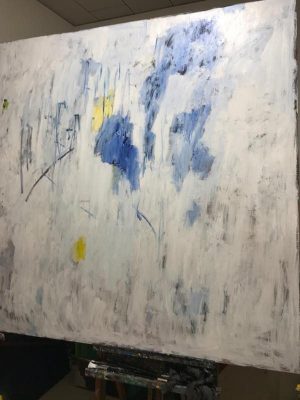 描きかけの絵／130x130cm 油彩xキャンバスボード 2018 ＃現代アート