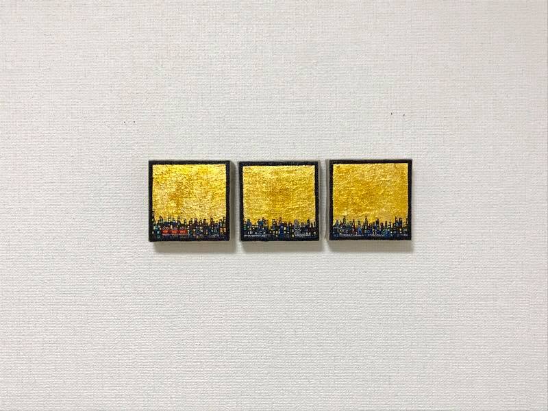 展示予定。| 黄金色のまち  |  10 x 10 x 3 cm  |  油彩 x キャンバス |  2018 |   ＃現代アート