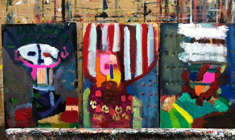 描きかけの絵 | 油彩 x キャンバスボード | 15 x 22 cm x 3 | 2019 #現代アート