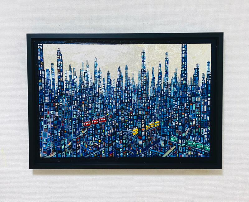 ON SALE | 青のまち | 油彩 x パネル | 53 x 72 cm | 2020 | 求龍堂 #現代アート