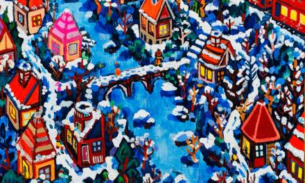 NEW | 雪のまち | 油彩 x 木製パネル | 38 x 45cm | 2021 #絵画