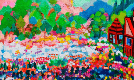 NEW | 花畑のいえ | 油彩 x キャンバス | 38 x 45cm | 2021 #絵画