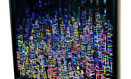 ON SALE | neon city | 38 x 45 cm | 2021 | 油彩 x 木製パネル | TAGBOAT ＃現代アート