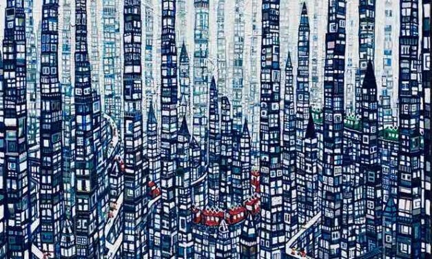 NEW | まち | 油彩 x 木製パネル  | 65 x 53cm | 2023 #現代アート #絵画