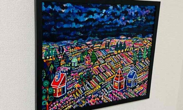 ON SALE | 花畑のいえ | 油彩 x 木製パネル | 38 x 45cm | 2023 #TAGBOAT