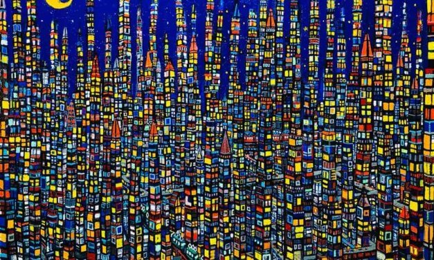 NEW | 夜のまち | 油彩 x 木製パネル  | 80 x 100cm | 2023 #現代アート #絵画