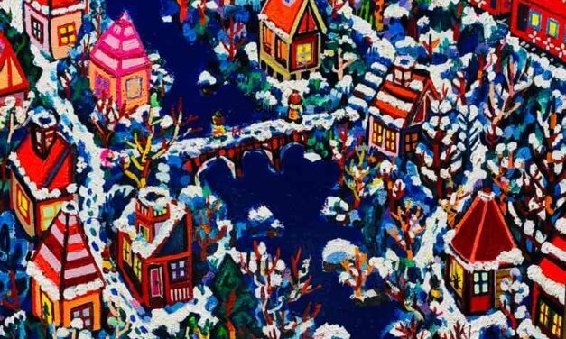NEW | 雪のまち | 油彩 x 木製パネル   | 38 x 45cm | 2024 #現代アート