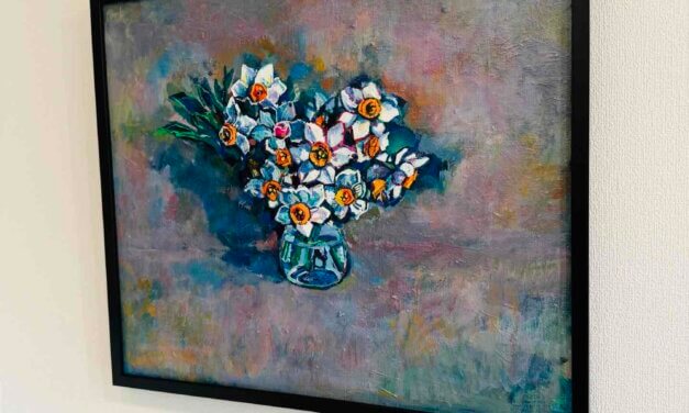 展示予定 | 水仙の花 | 油彩 x キャンバスボード | 45 x 53cm #現代アート #個展