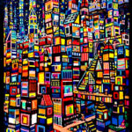 SOLD | neon city | 油彩 x 木製パネル | 65 x 53cm #tagboat